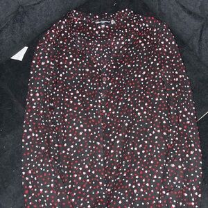 Karl Lagerfeld Black Top with Red and White Heart Pattern